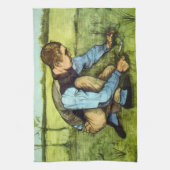 Boy Cutting Grass met Sickle door Vincent van Gogh Theedoek (Verticaal)