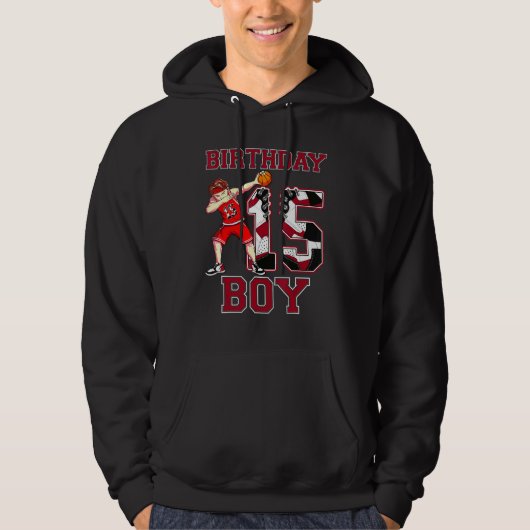 Boy Dabbing Basketball 15th Birthday Love Sneakers Hoodie (Voorkant)
