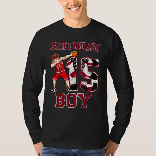 Boy Dabbing Basketball 15th Birthday Love Sneakers T-shirt (Voorkant)