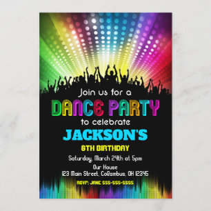 Boy Dance Party Birthday Invitation Kaart