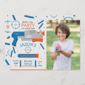 Boy Dart Pistool War verjaardagsfeest foto Kaart (Voorkant / Achterkant)