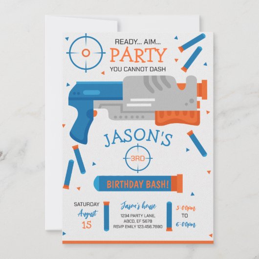 Boy Dart Pistool War verjaardagsfeestje Kaart (Voorkant)