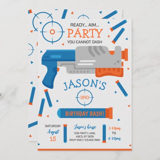 Boy Dart Pistool War verjaardagsfeestje Kaart (Voorkant / Achterkant)