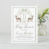 Boy Deer Baby shower Preppy Hunting Sage Green Kaart (Staand voorkant)