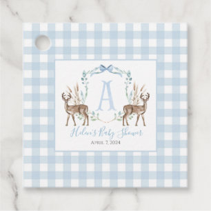 Boy Deer Blue Gingham Favoriet Tags Bedankjes Labels