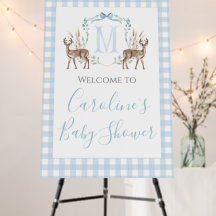 Boy Deer MonogramCrest Baby shower Preppy Southern