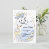 Boy Deer Waterverf Oh Boy Baby shower Kaart (Staand voorkant)
