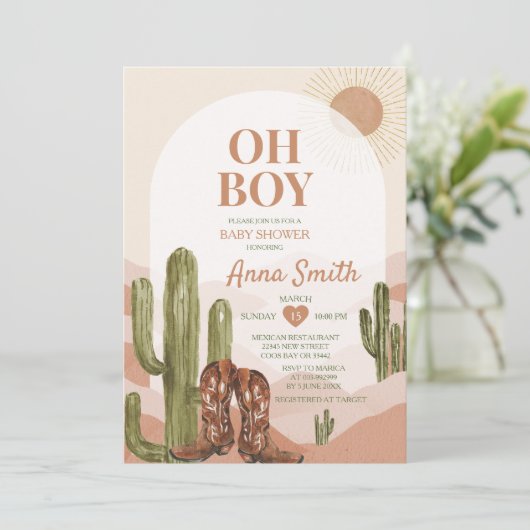 BOY Desert Texas baby shower zuidwestelijke cactus Kaart (Staand voorkant)