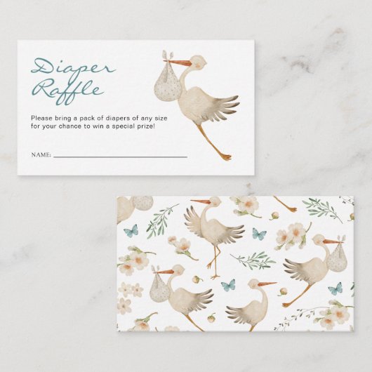 Boy Diaper Raffle Informatiekaartje (Voorkant / Achterkant)