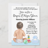 Boy Diaper Shower-uitnodiging Kaart (Voorkant)