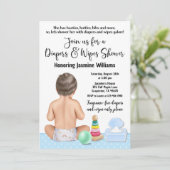Boy Diaper Shower-uitnodiging Kaart (Staand voorkant)