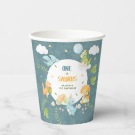 Boy Dinosaur 1st Birthday Party One-A-Saurus Papieren Bekers