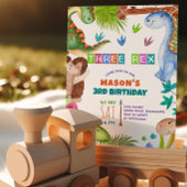 Boy Dinosaur 3rd Birthday Invitation Kaart