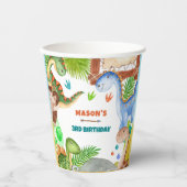 Boy Dinosaur 3rd Birthday Party  Papieren Bekers (Voorkant)
