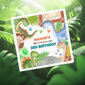 Boy Dinosaur 3rd Birthday Party Servet