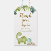Boy Dinosaur Baby shower Dank u Label Cadeaulabel (Achterkant)