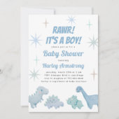 Boy Dinosaur Baby shower Kaart (Voorkant)