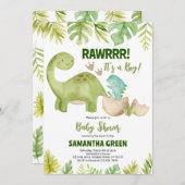Boy Dinosaur Baby shower Kaart (Voorkant / Achterkant)