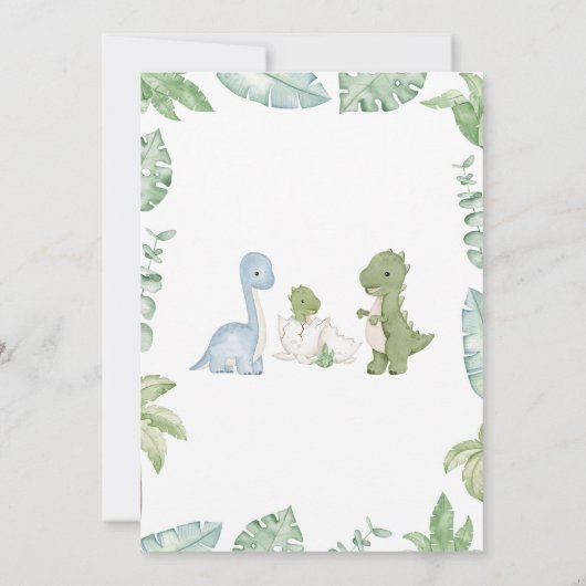 Boy Dinosaur Baby shower Kaart (Achterkant)