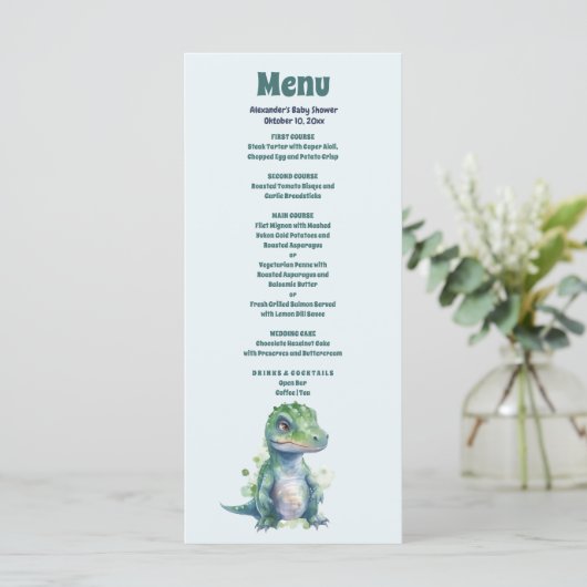 Boy Dinosaur Baby shower Menu (Staand voorkant)