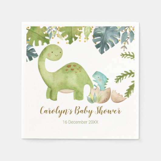 Boy Dinosaur Baby shower Paper Napkin Servet (Voorkant)