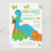 Boy Dinosaur Birthday Invitation / Dino Party Kaart (Voorkant / Achterkant)