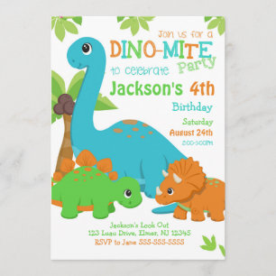 Boy Dinosaur Birthday Invitation / Dino Party Kaart