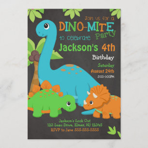 Boy Dinosaur Birthday Invitation / Dino Party Kaart