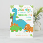 Boy Dinosaur Birthday Invitation / Dino Party Kaart (Staand voorkant)