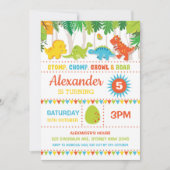 Boy Dinosaur Birthday Roar Dino-Mite Party Kaart (Voorkant)