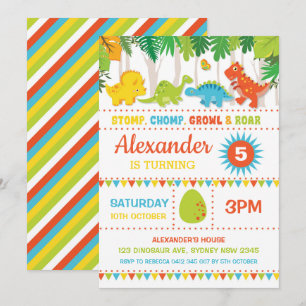 Boy Dinosaur Birthday Roar Dino-Mite Party Kaart