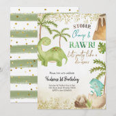 Boy Dinosaur Birthday Uitnodiging (Voorkant / Achterkant)