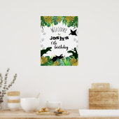 Boy Dinosaur Birthday Welkomstteken Poster (Keuken)