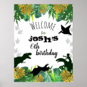 Boy Dinosaur Birthday Welkomstteken Poster (Voorkant)