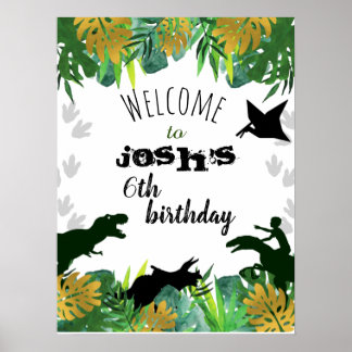 Boy Dinosaur Birthday Welkomstteken Poster