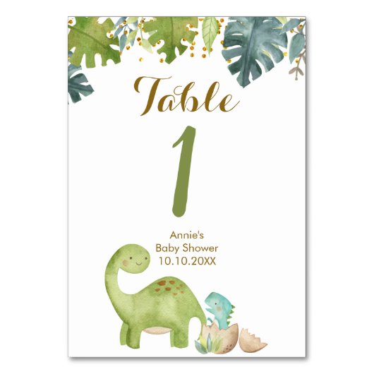 Boy Dinosaur Modern Table Number Party Kaart (Voorkant)