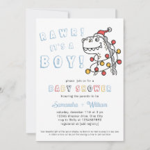 Boy Dinosaur Winter Christmas Coed Baby shower
