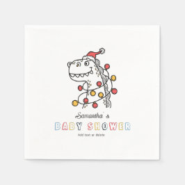 Boy Dinosaur Winter Christmas Coed Baby shower Servet