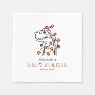 Boy Dinosaur Winter Christmas Coed Baby shower Servet