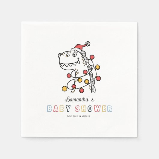 Boy Dinosaur Winter Christmas Coed Baby shower Servet (Voorkant)
