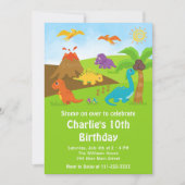Boy Dinosaurs Birthday Party Invitation Kaart (Voorkant)