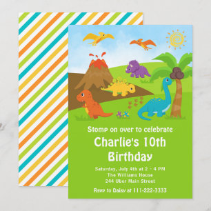 Boy Dinosaurs Birthday Party Invitation Kaart