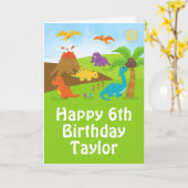 Boy Dinosaurs Happy Birthday Card Kaart (Gele Bloem)