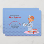 Boy Doctor verjaardagsfeestje uitnodiging (Voorkant / Achterkant)