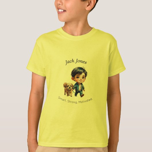 Boy & Dog Back to School Custom Design T-shirt (Voorkant)