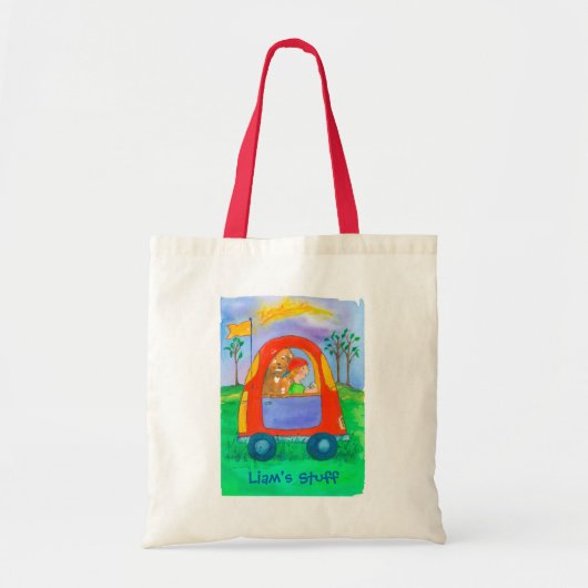 Boy Dog Car Aangepaste naam Tote Bag (Voorkant)
