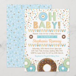 Boy Donut Baby shower Sprinkle Invitation Doughnut Kaart
