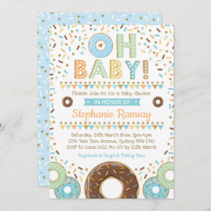 Boy Donut Baby shower Sprinkle Invitation Doughnut Kaart