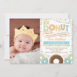 Boy Donut Invitation Cute Doughnut Birthday Party Kaart