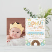 Boy Donut Invitation Cute Doughnut Birthday Party Kaart (Staand voorkant)
